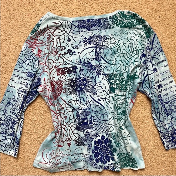 Blue Graphic Quarter Length Shirt - Picture 5 of 6